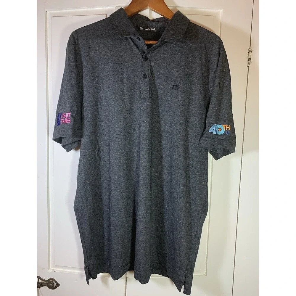 Travis Mathew Polo Shirt Mens XL Golf Pima Gray Embroidered Preppy Casual‎ Club